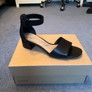 Clarks Black Heels Elegant Block Sandals